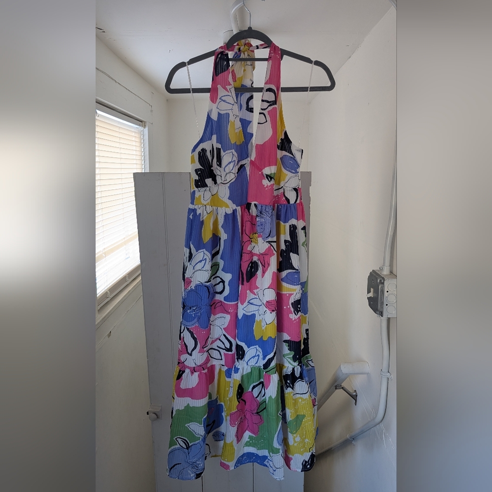 Floral Halter Colorful Maxi Dress. Like New, No Flaws.